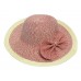Straw Big Rim Hat w/ Bow - Pink - HT-M15PK